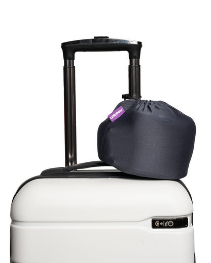 Evolution Plus - pillow in travel case and clipped to luggage